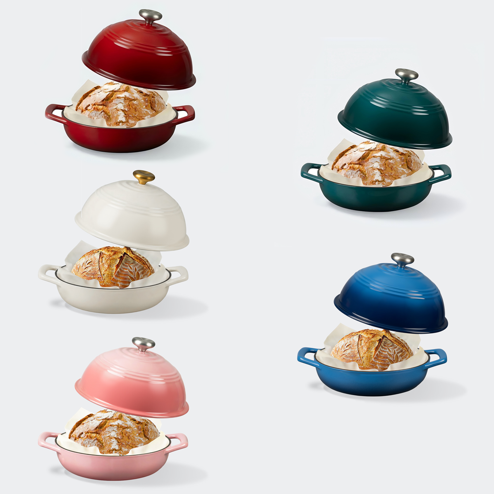 Overmont 6QT Cast Iron Bread Dutch Oven Multicolor