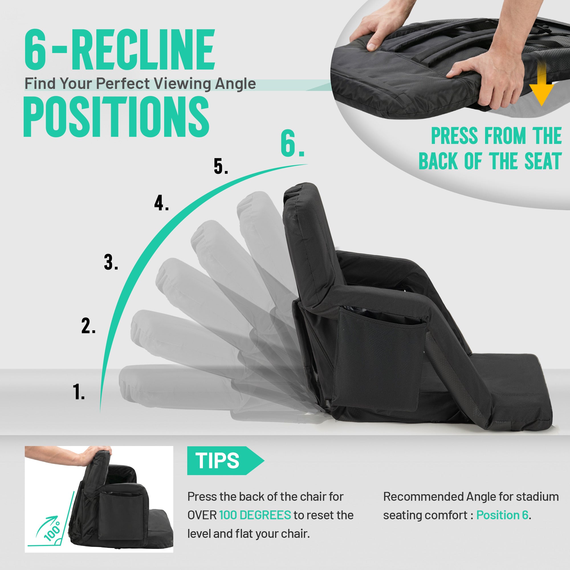Overmont Stadium Seat with Back Support
