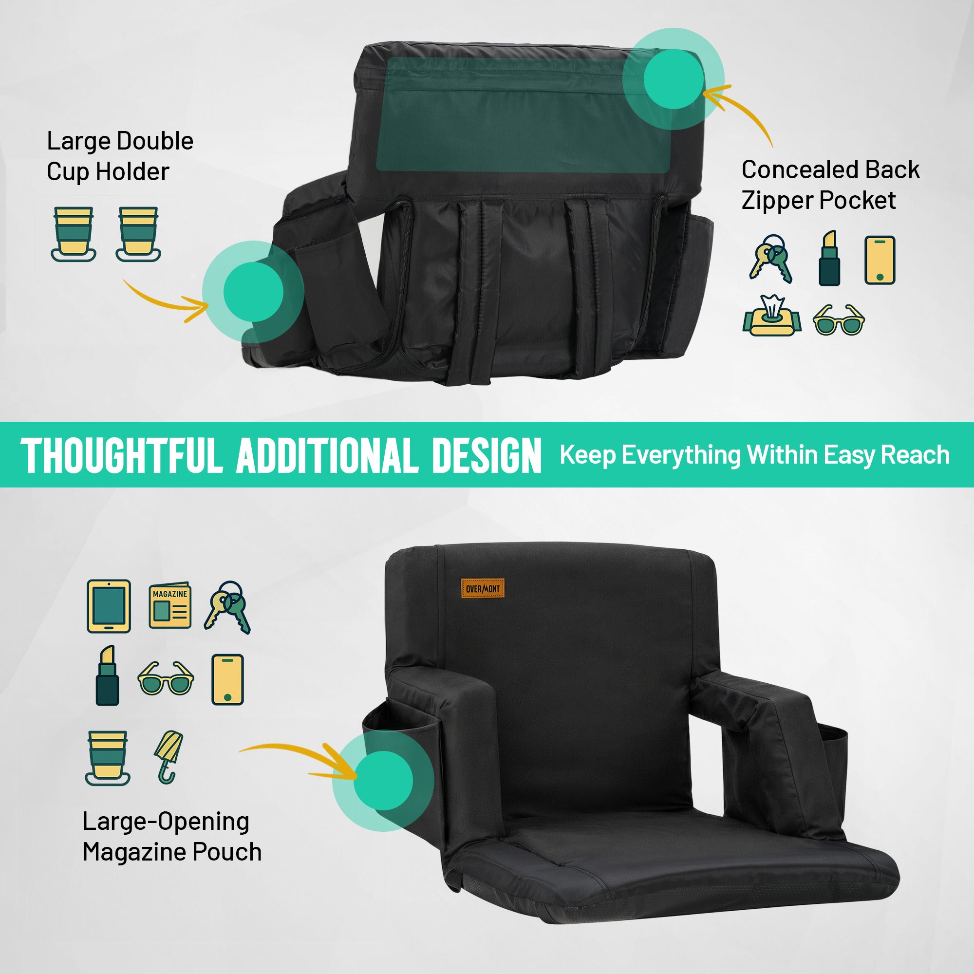 Overmont Stadium Seat with Back Support