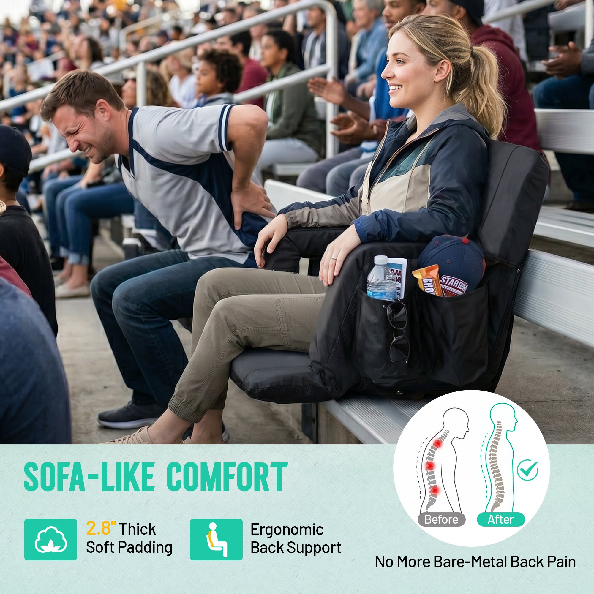 Overmont Stadium Seat with Back Support