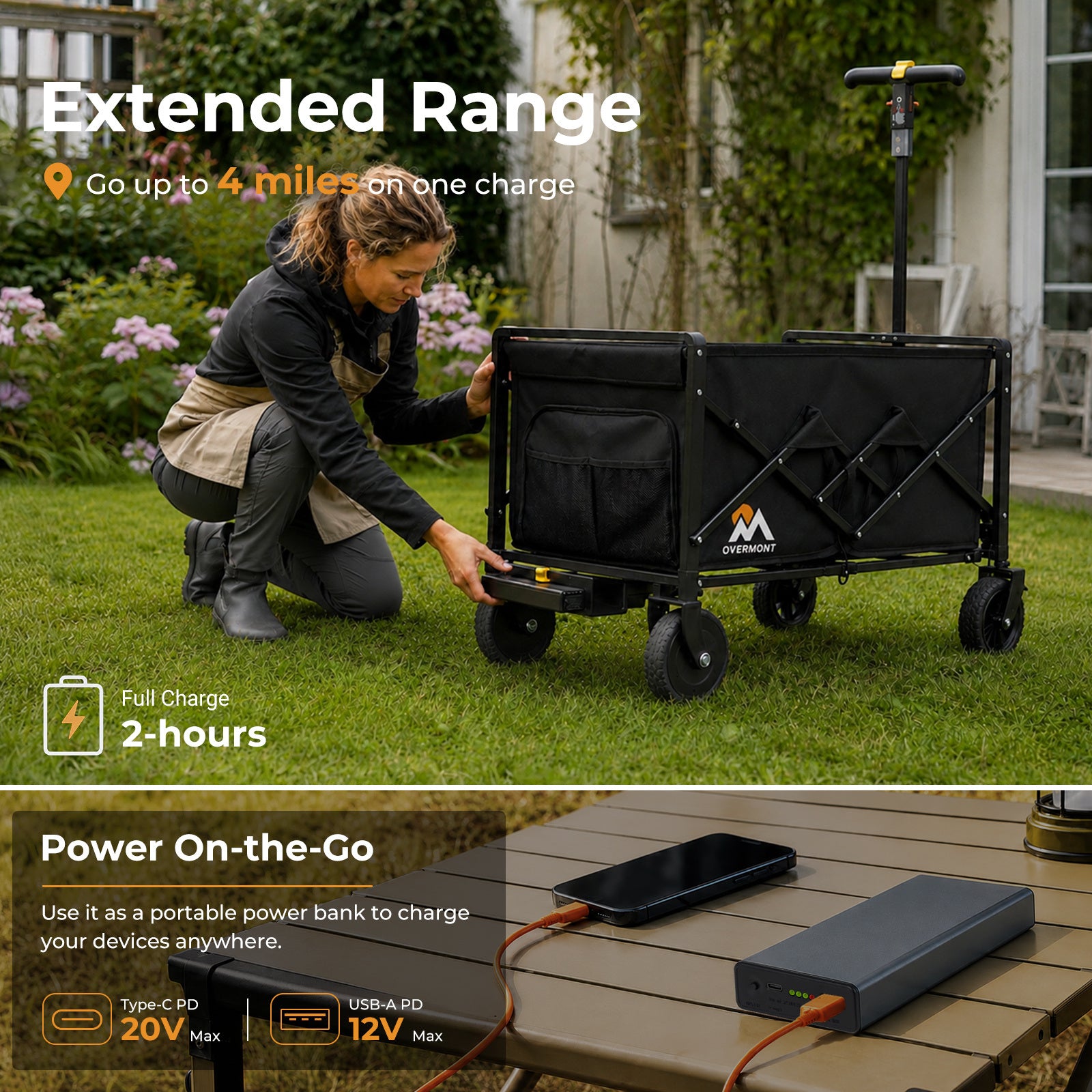 Chariot pliant électrique Overmont 200L