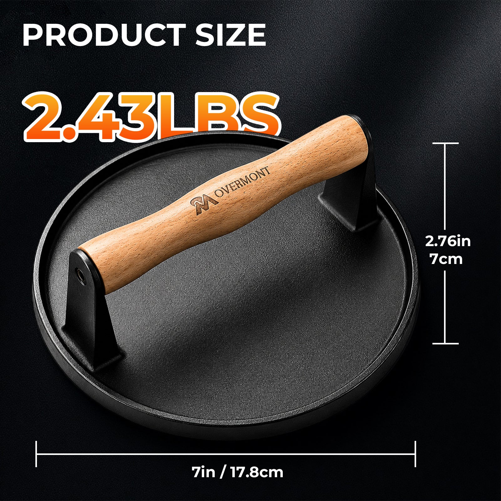 Overmont 7" Round Smash Burger Press