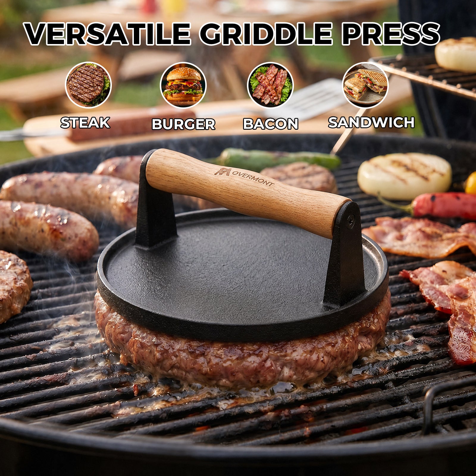 Overmont 7" Round Smash Burger Press