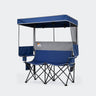 Overmont Double Camping Chair with Canopy - Indigo Blue