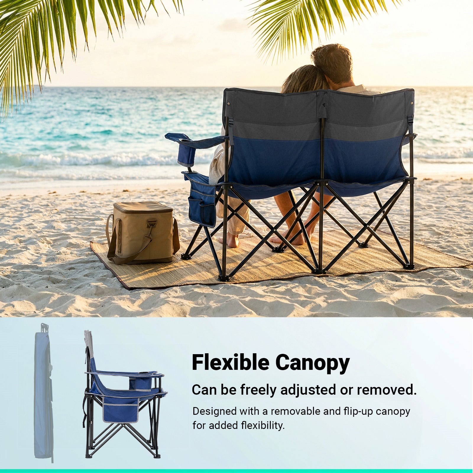 Overmont Double Camping Chair with Canopy