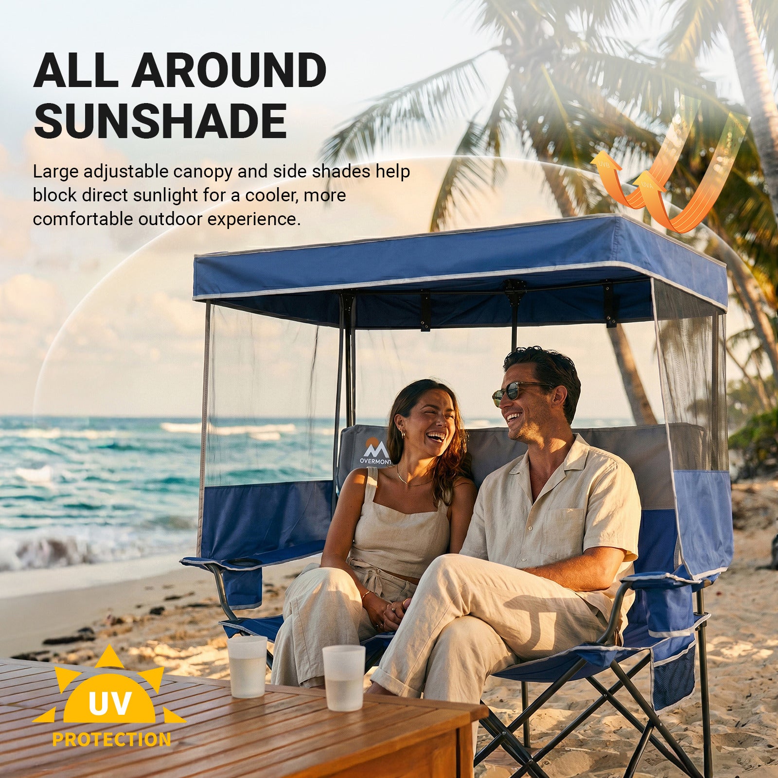 Overmont Double Camping Chair with Canopy
