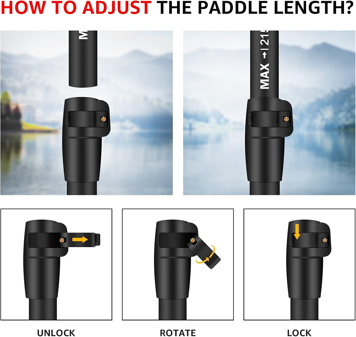 Pagaie de SUP réglable en alliage d'aluminium Overmont