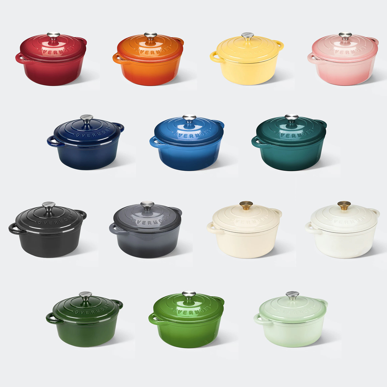 Overmont Enameled Cast Iron Dutch Oven Multiple Sizes and Colors