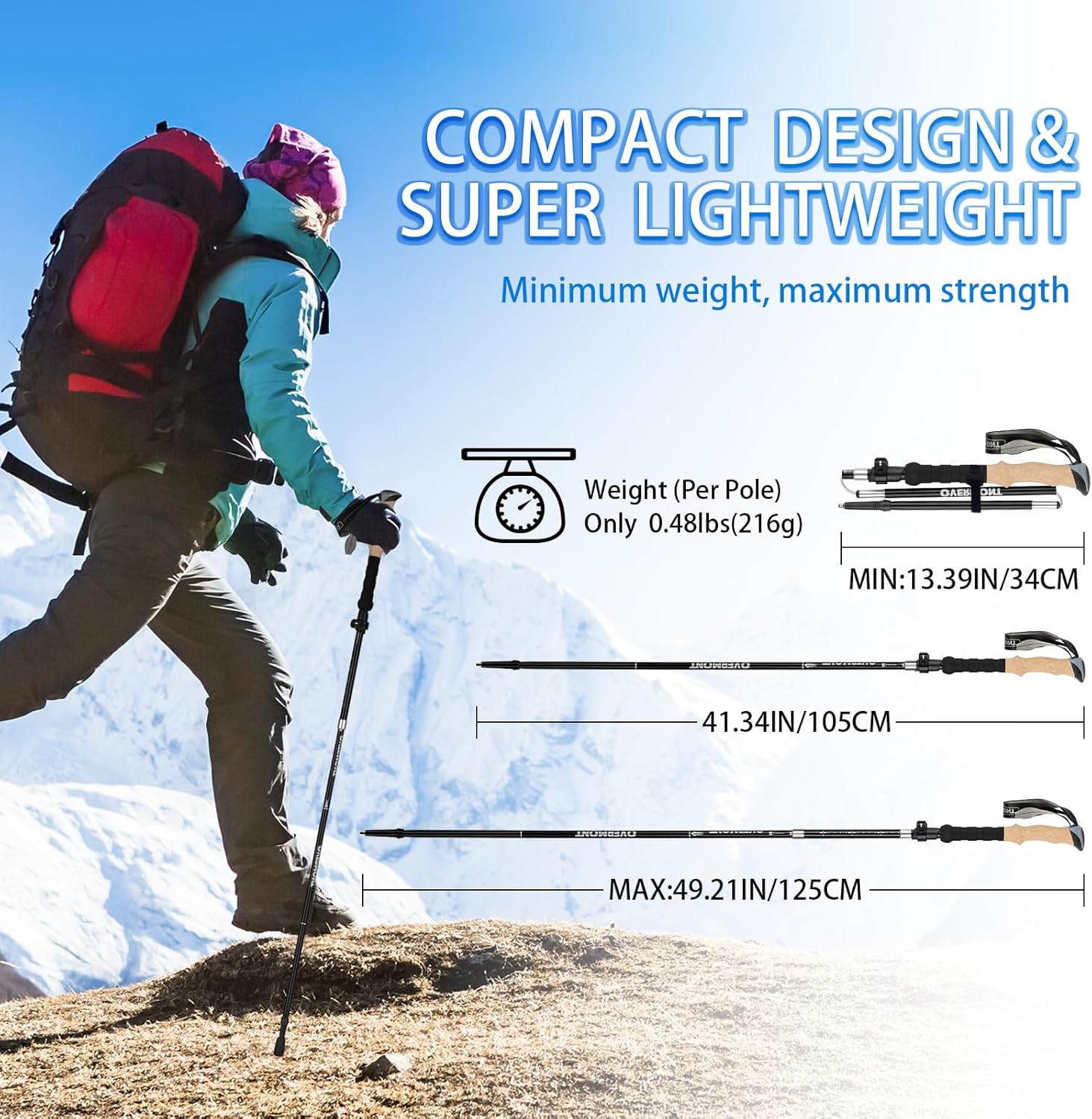 Overmont Aluminum Trekking Poles