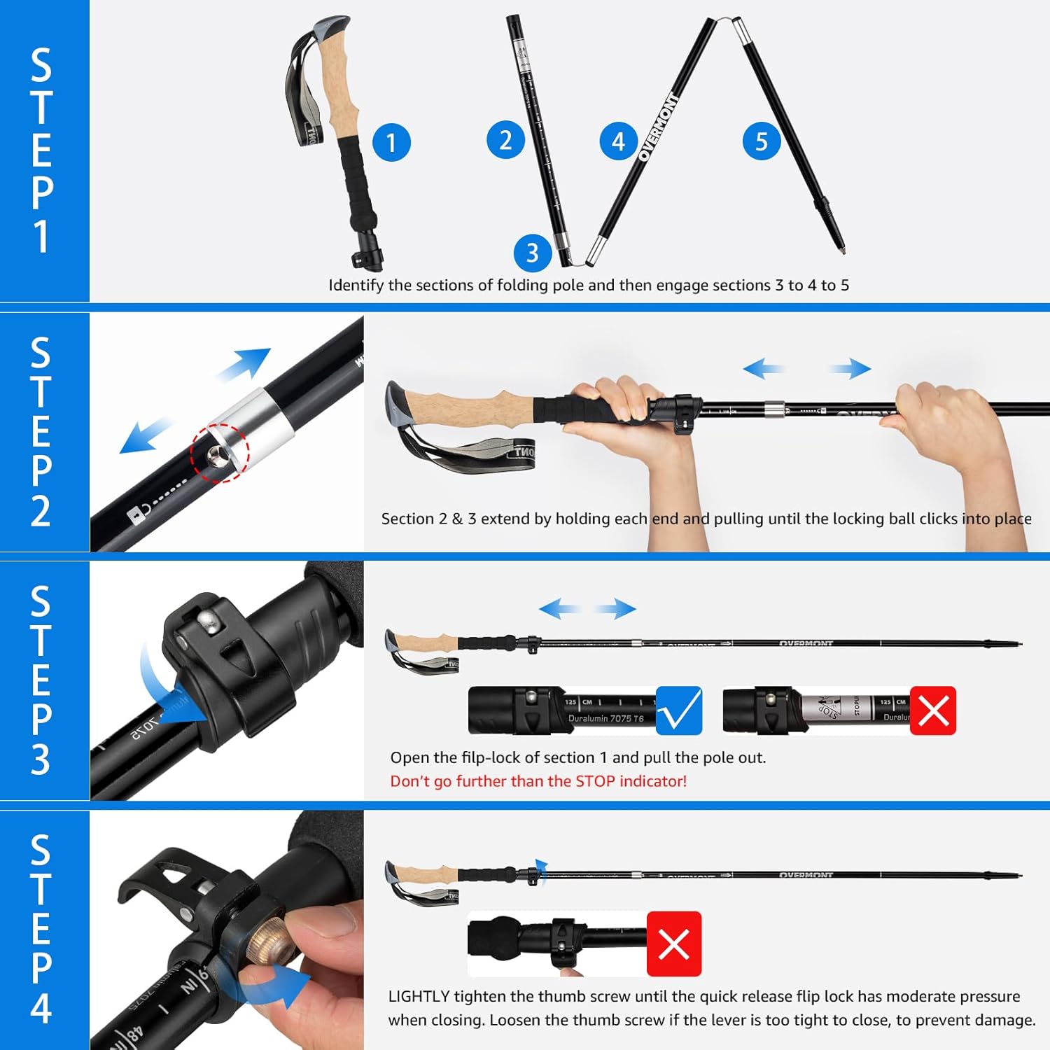 Overmont Aluminum Trekking Poles