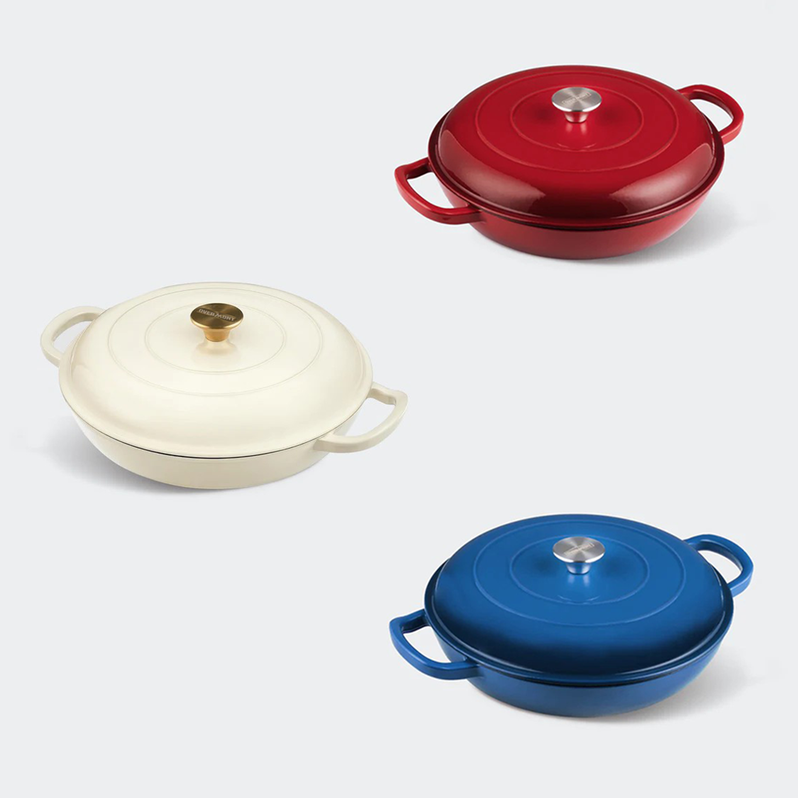 Overmont 3.8 Quart Cast Iron Enameled Braiser Cookware