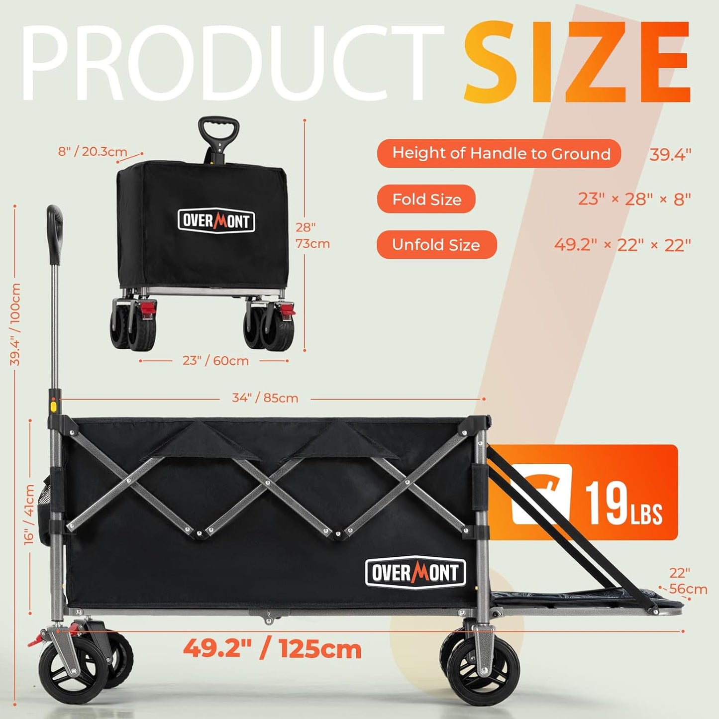 Overmont 200L Foldable Collapsible Wagon with Tailgate
