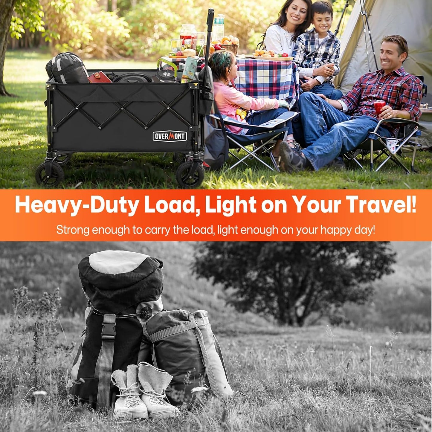 Overmont 200L Ultra-Compact Collapsible Wagon Cart