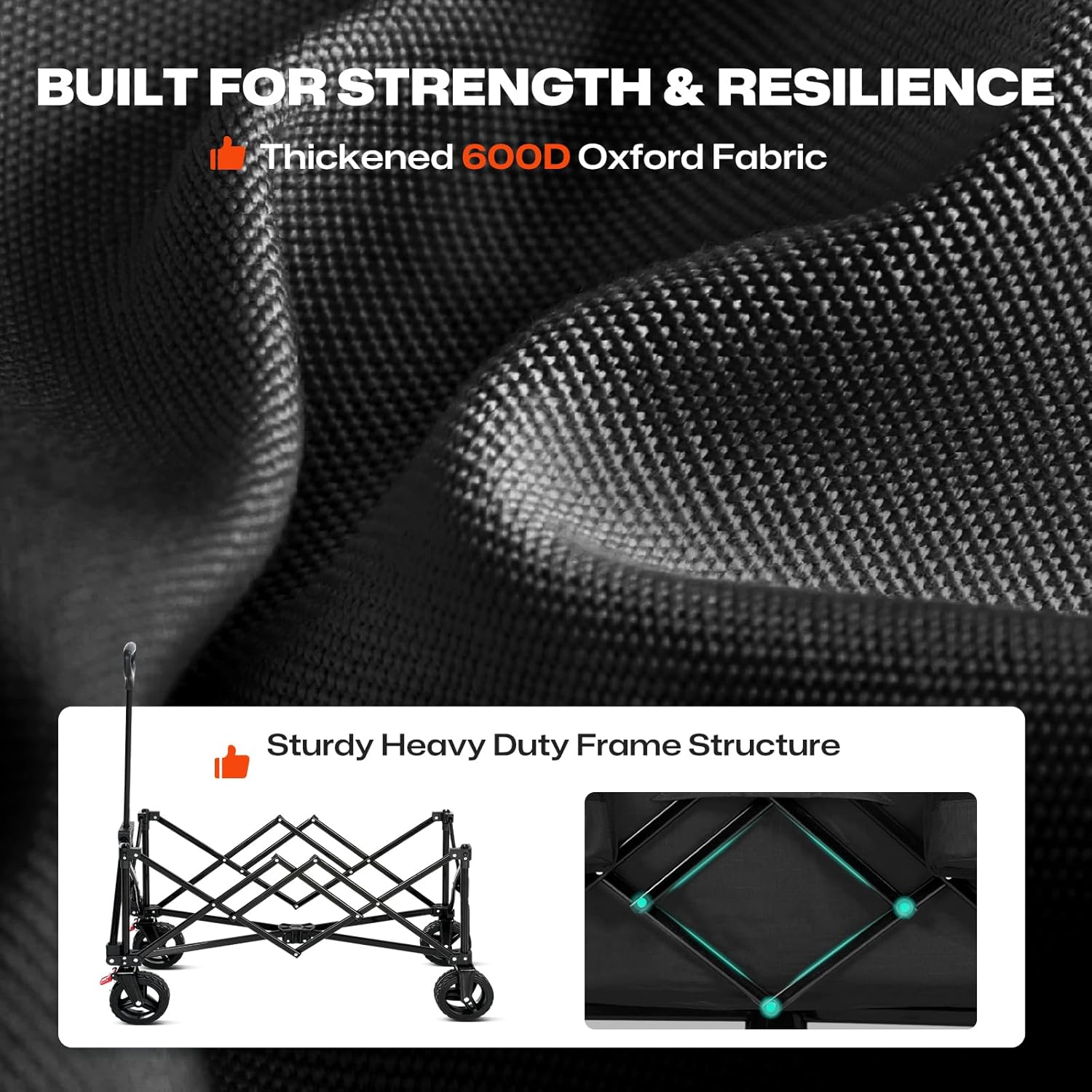 Overmont 220L zusammenklappbarer Wagen mit Rädern