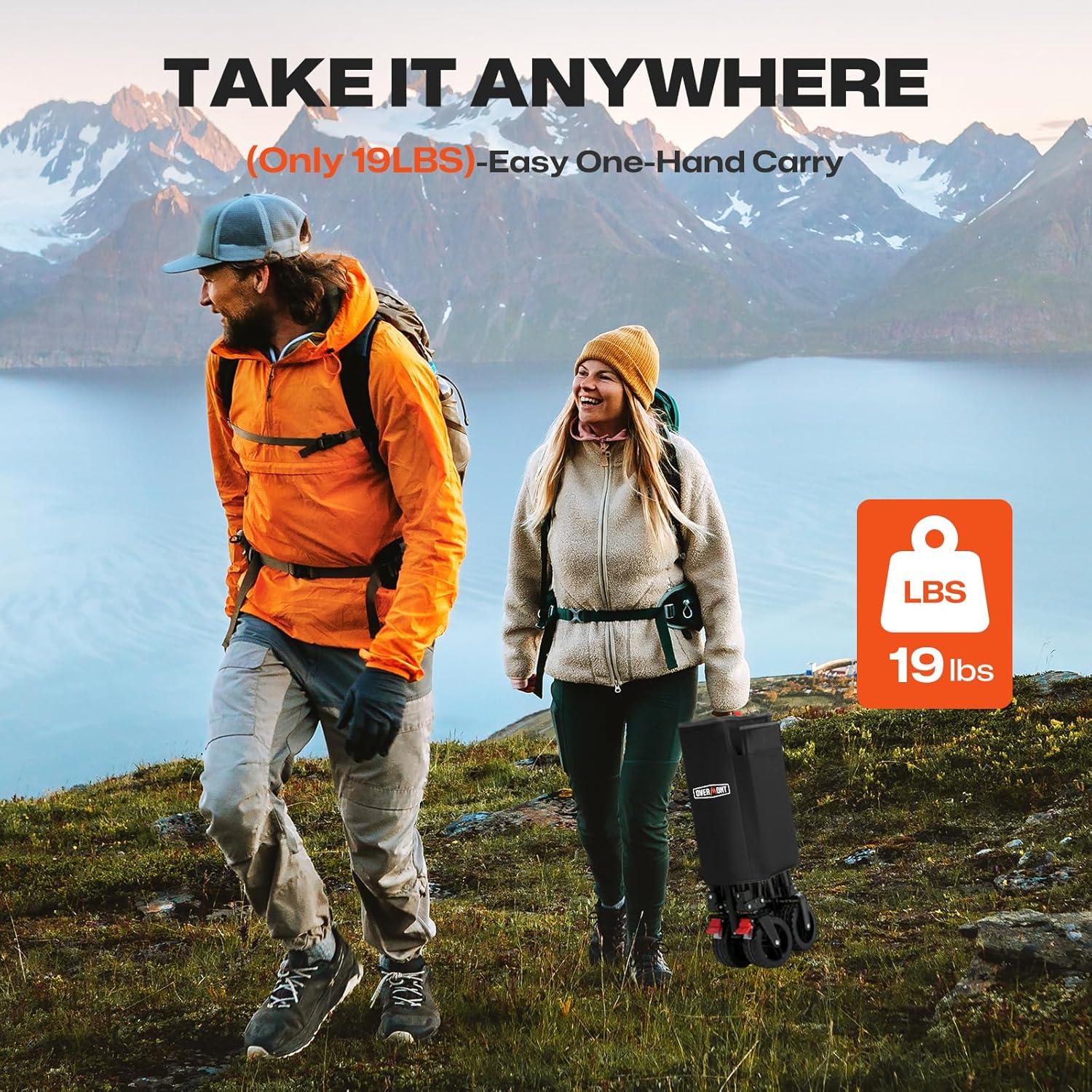 Overmont 220L zusammenklappbarer Wagen mit Rädern