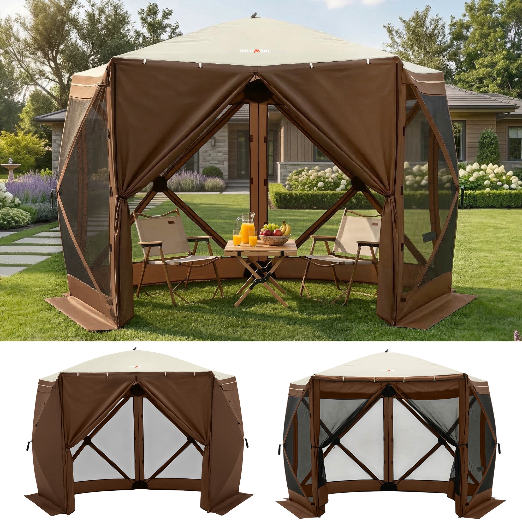 Overmont Pop up Gazebo Screen Tent - Dual Open Door