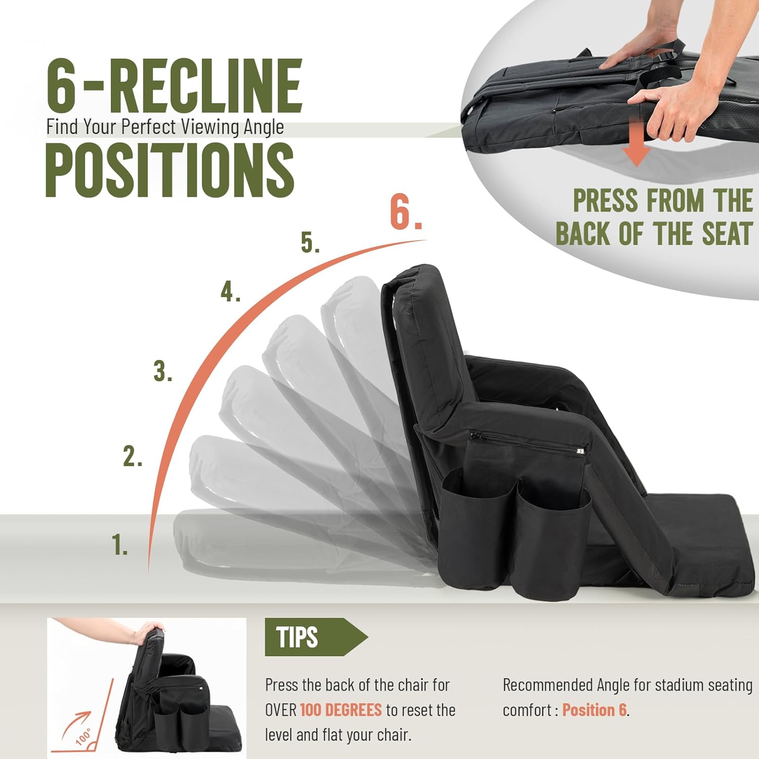 Overmont Stadium Seat with Back Support