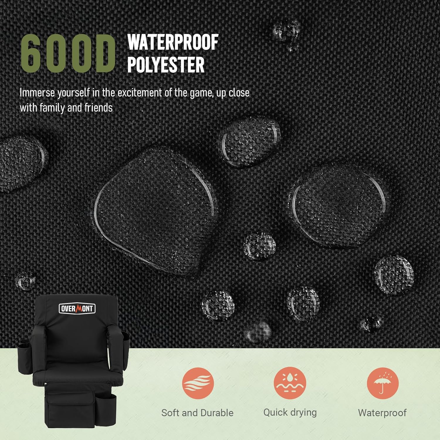 Overmont Stadium Seat with Back Support