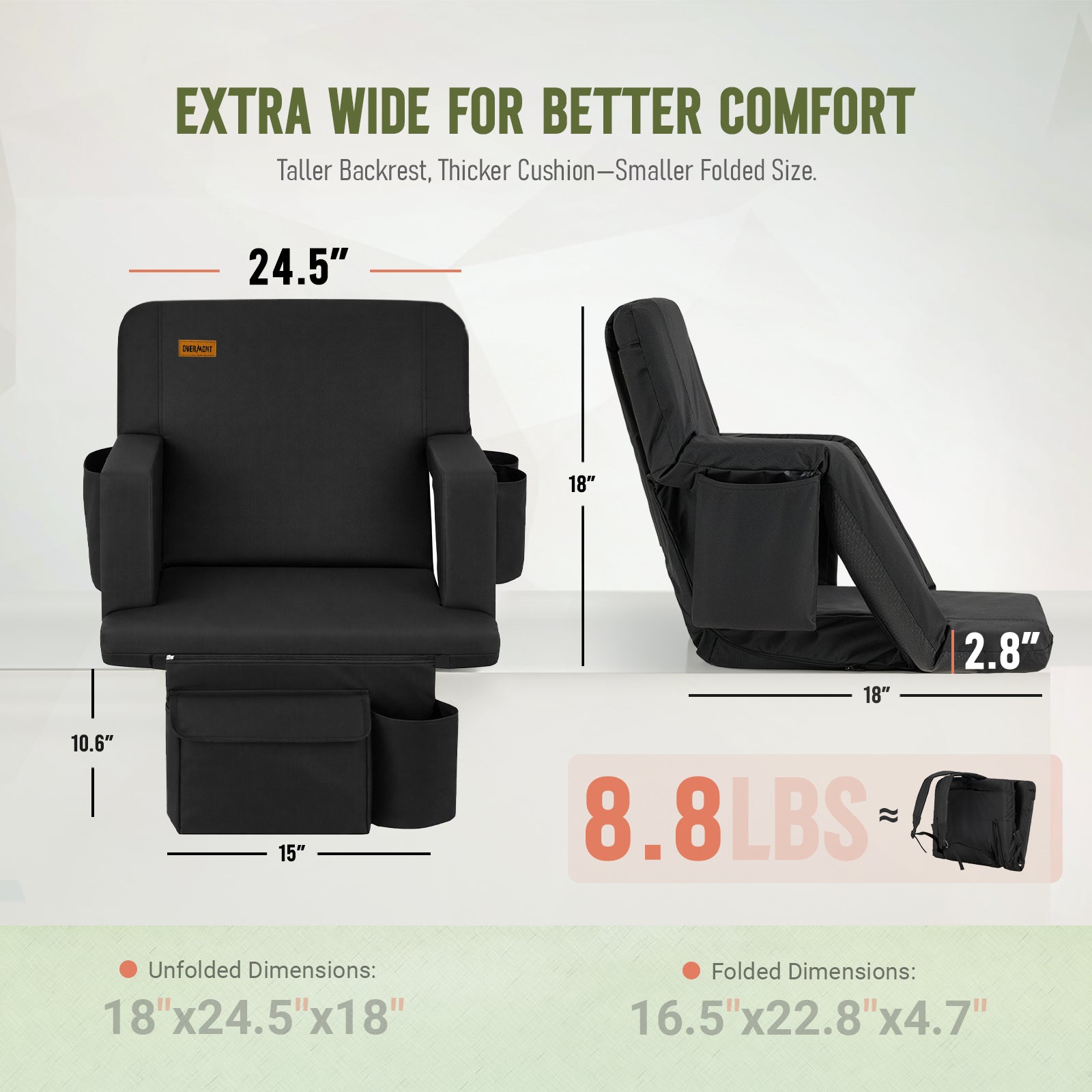 Overmont Stadium Seat with Back Support