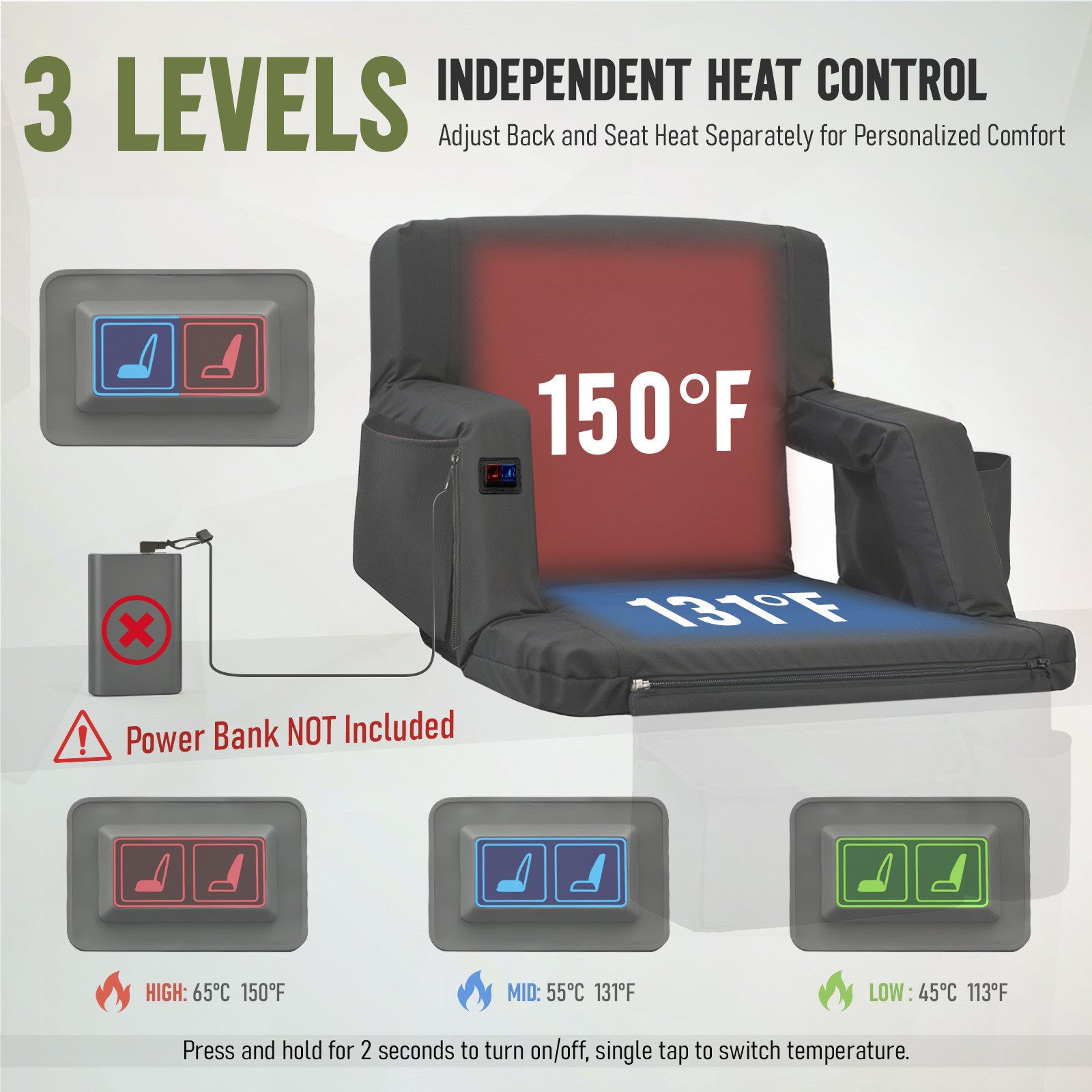 Overmont Heated Stadium Seat with Back Support – Overmontoutdoor