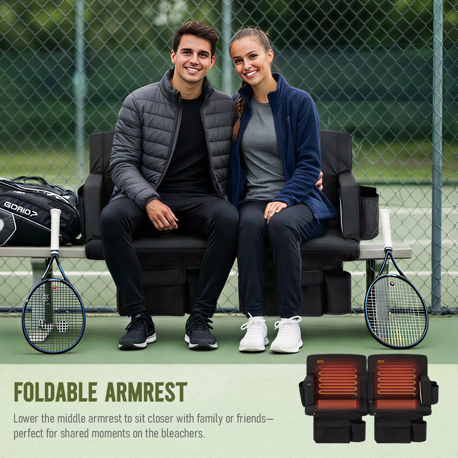 Overmont Heated Stadium Seat with Back Support