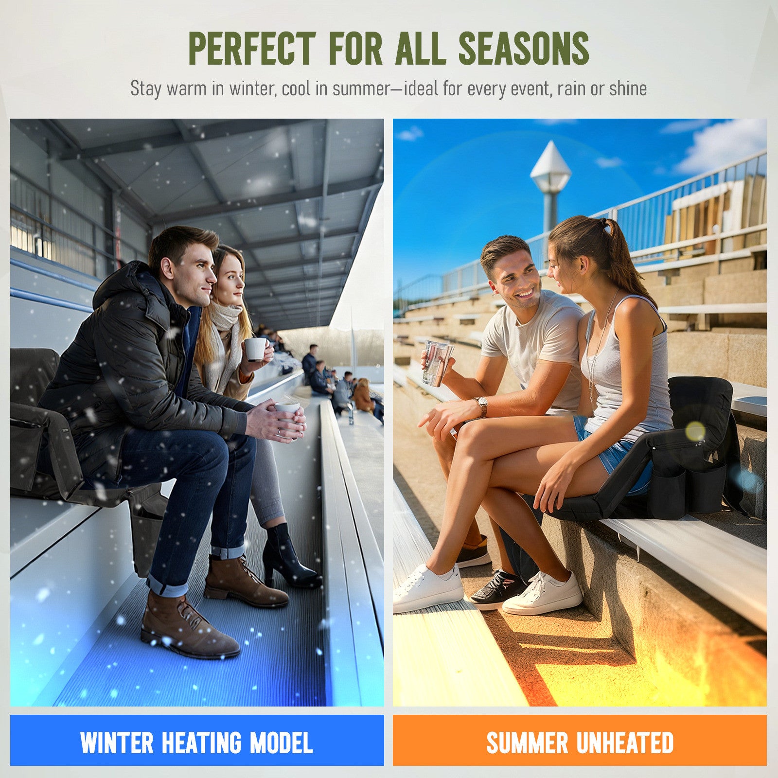 Overmont Heated Stadium Seat with Back Support