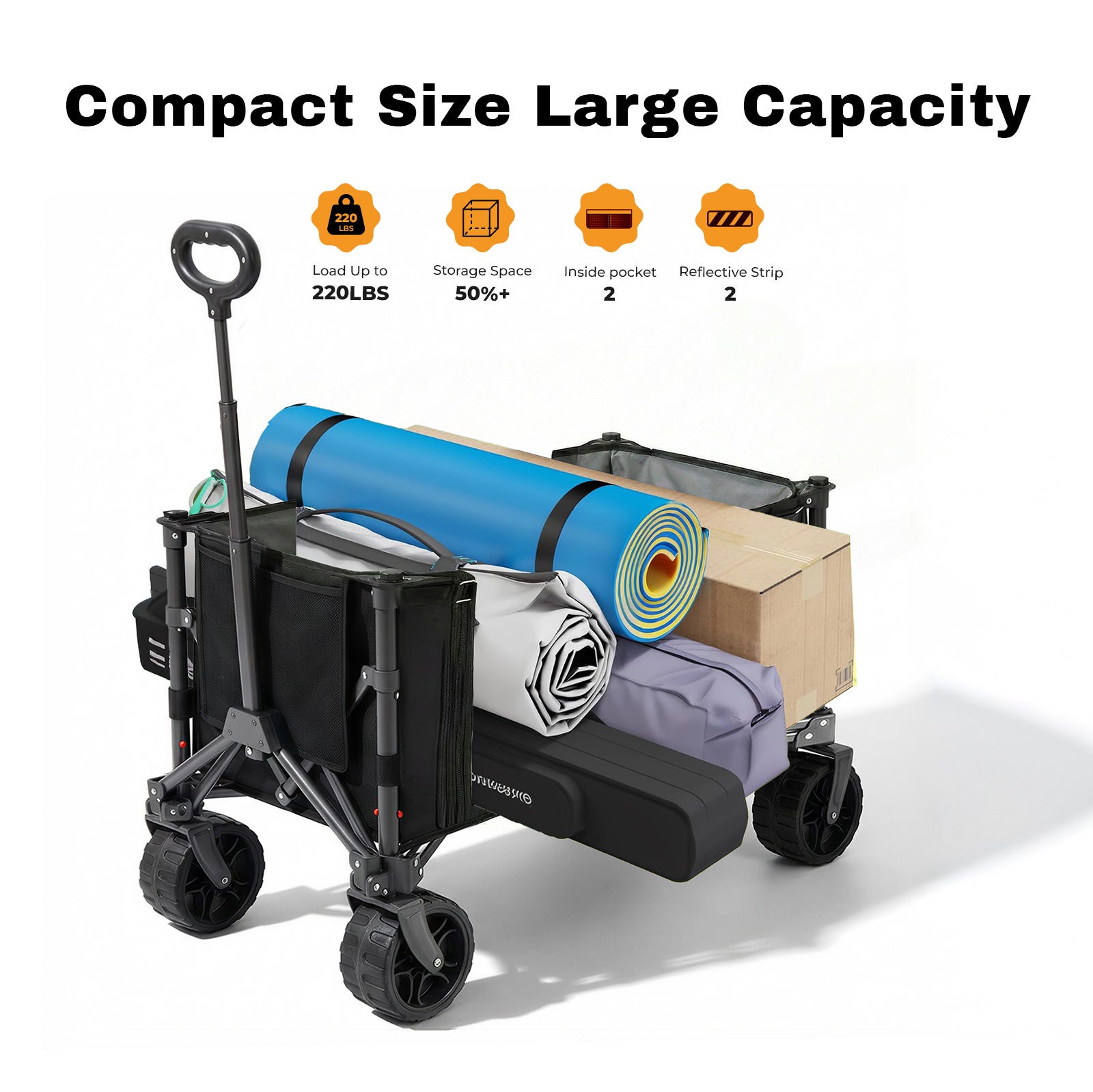 Overmont 120L 3 in 1 Collapsible Wagon Cart