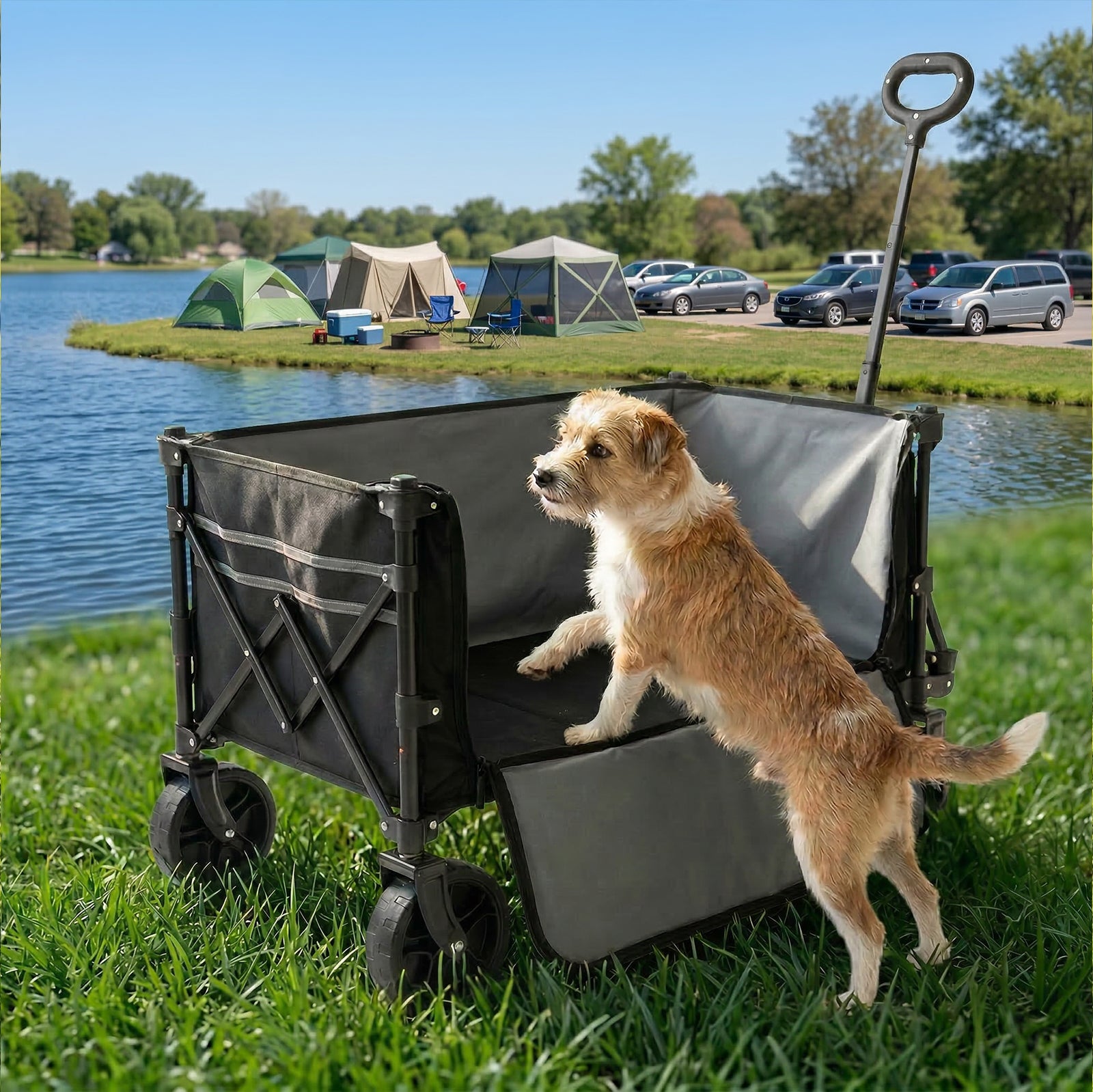 Overmont 120L 3 in 1 Collapsible Wagon Cart