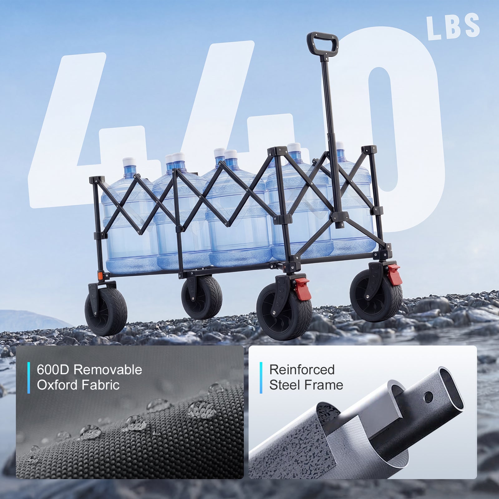 Overmont 270L Extended Collapsible Wagon Cart