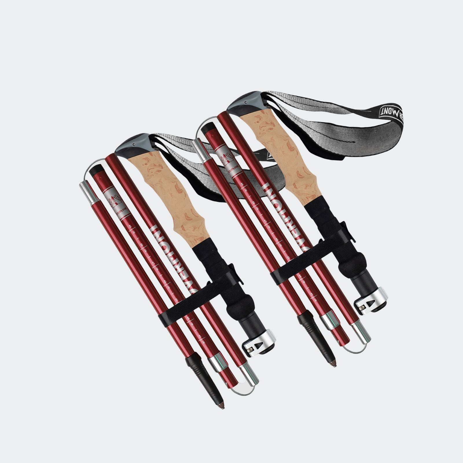 aluminum trekking poles red