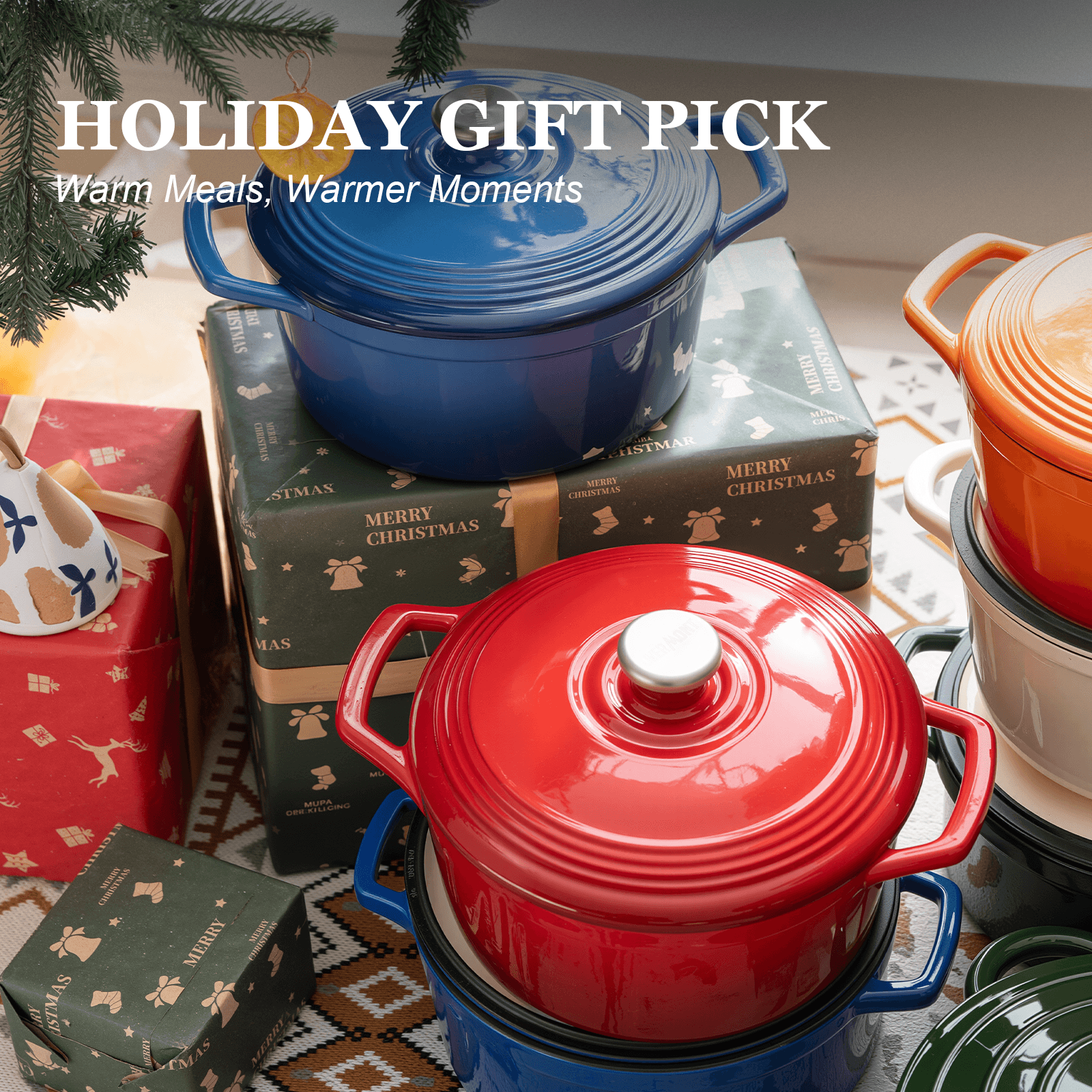 Overmont Enameled Cast Iron Dutch Oven