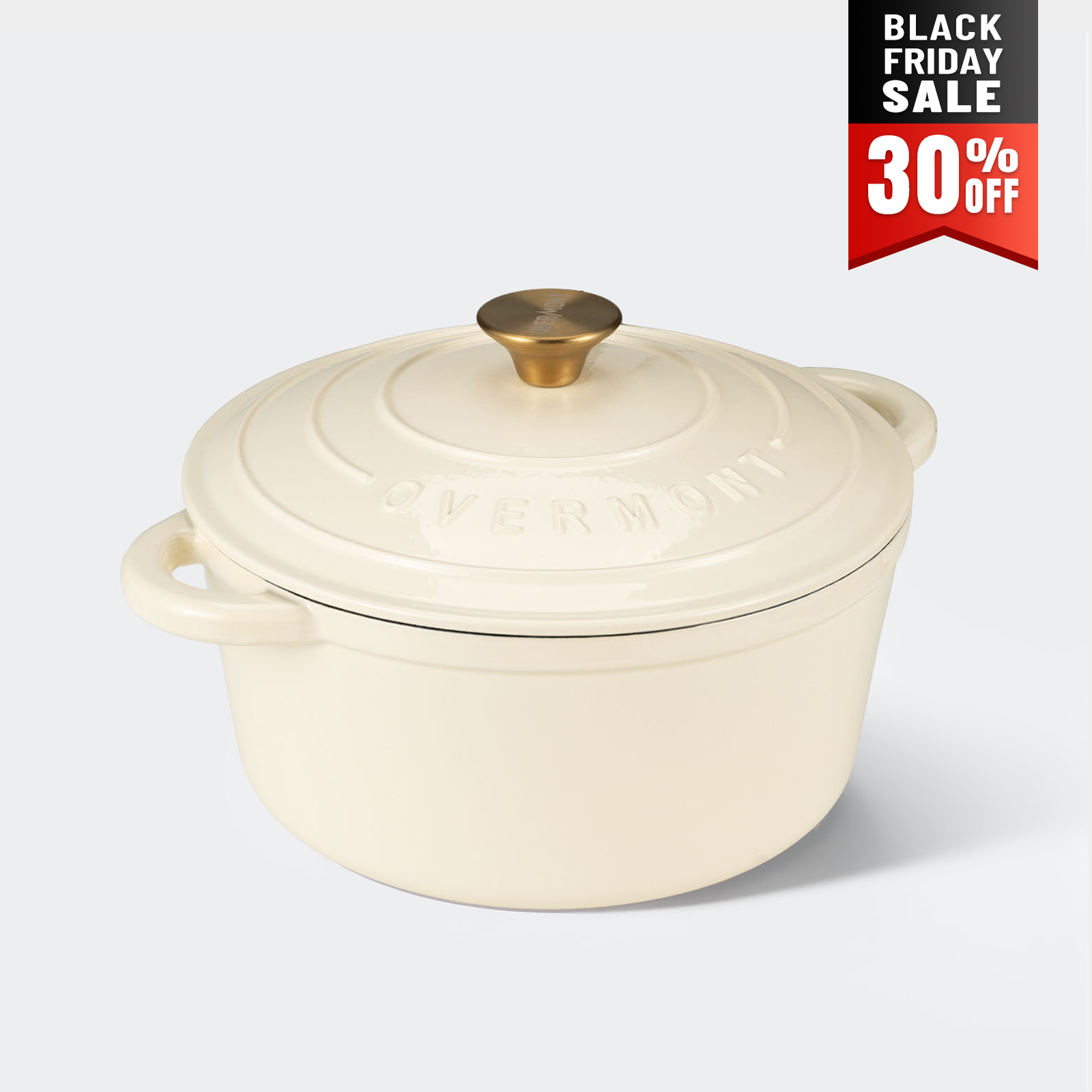 Overmont Enameled Cast Iron Dutch Oven in Cream White