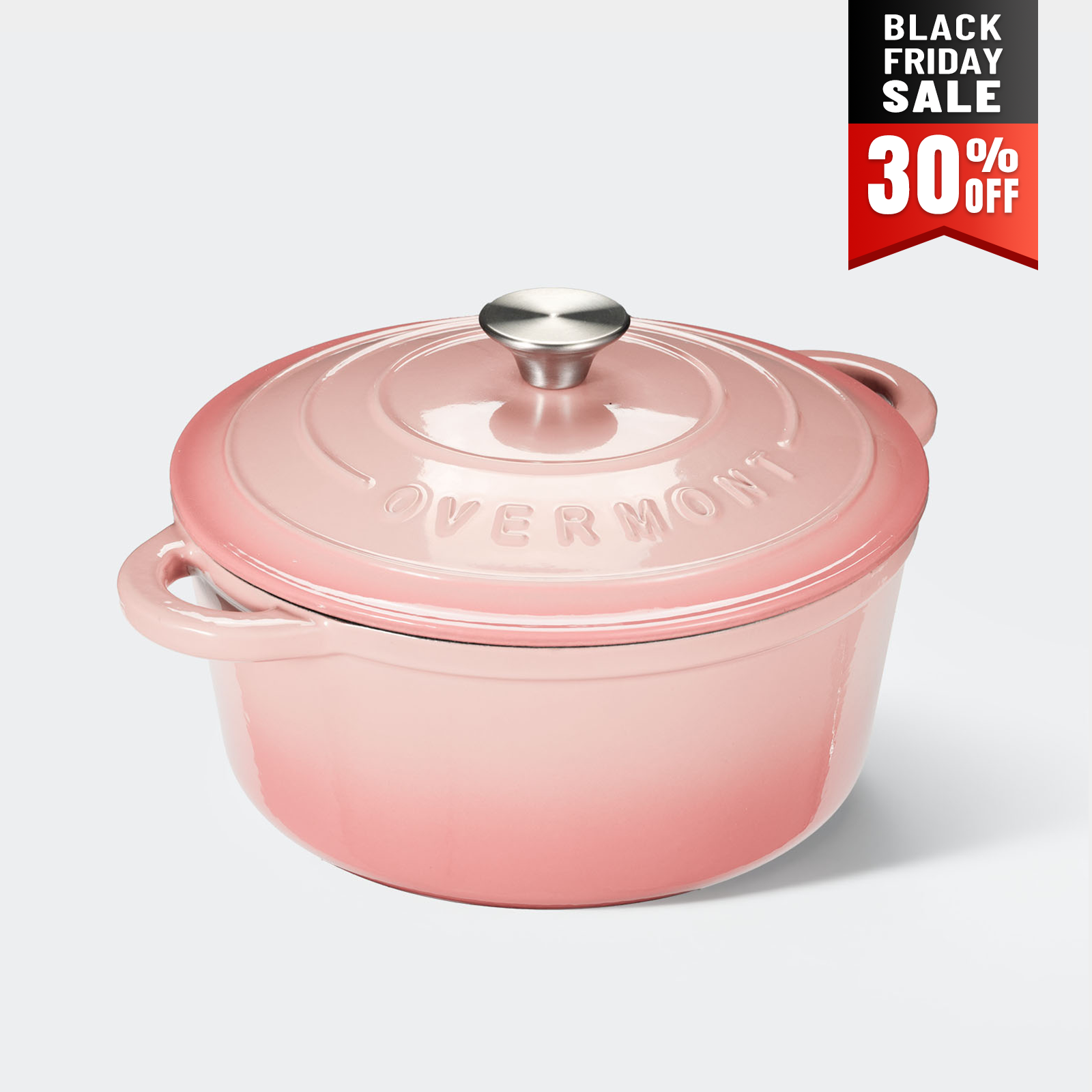 Overmont Enameled Cast Iron Dutch Oven in Pink