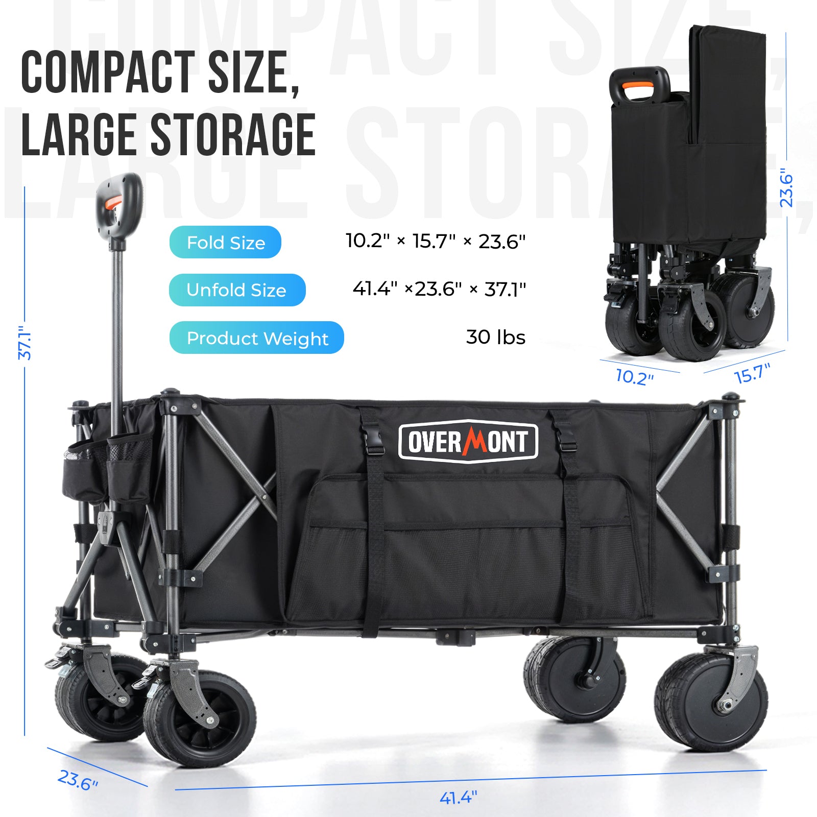 Overmont 200L Electric Collapsible Folding Wagon Cart