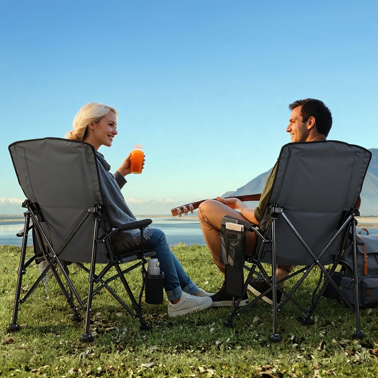 Overmont Beheizter, verstellbarer Campingstuhl mit hoher Rückenlehne – Overmontoutdoor