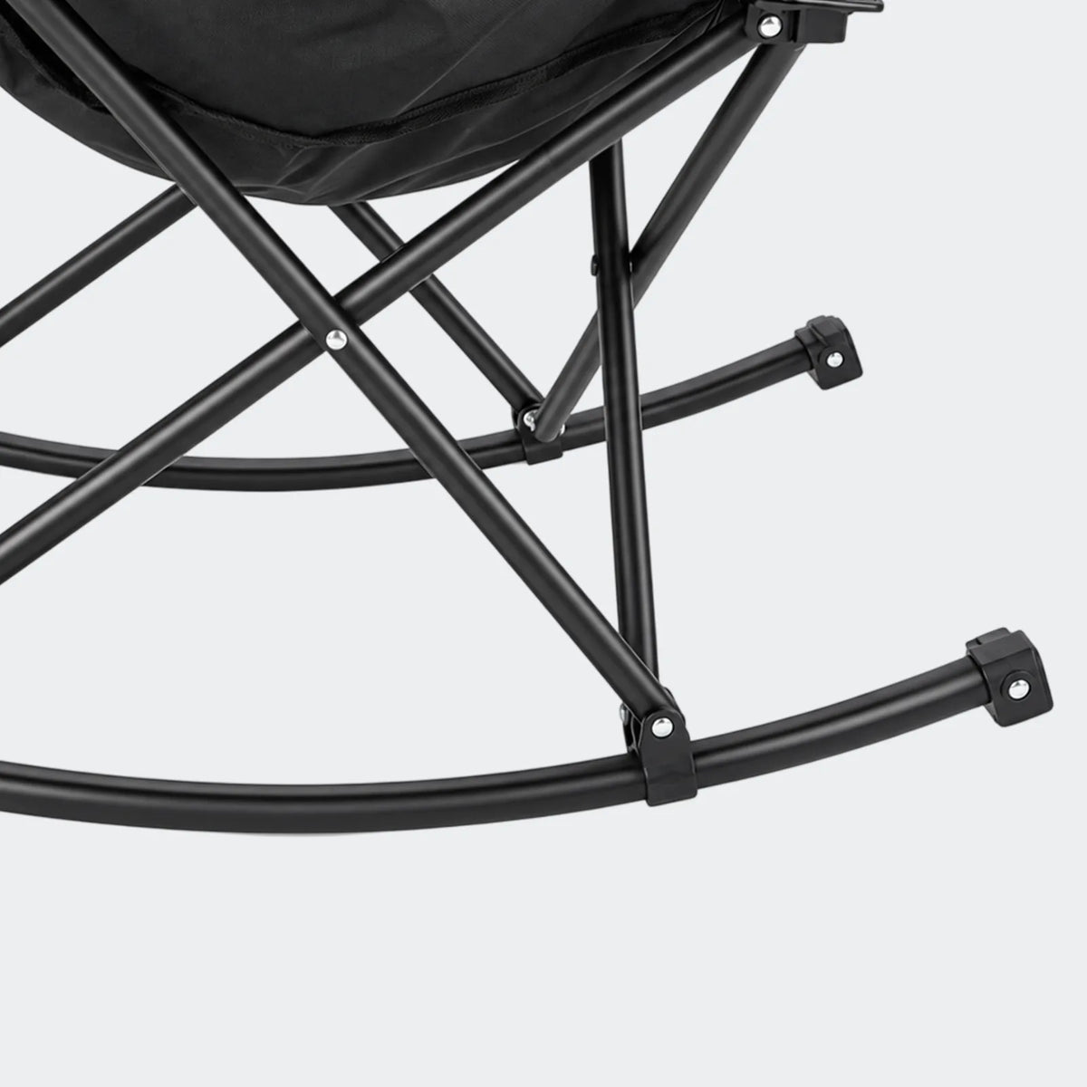 Overmont folding rocking camping chair - Steel frame and rocking runners detail