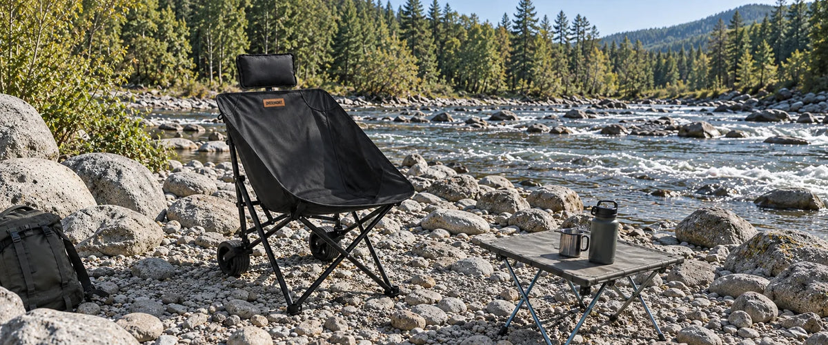 Overmont Folding Camping Chair with Wheels