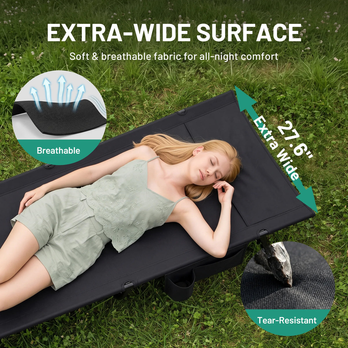 Overmont Portable Camping Cot - Ultralight with Pillow Pocket