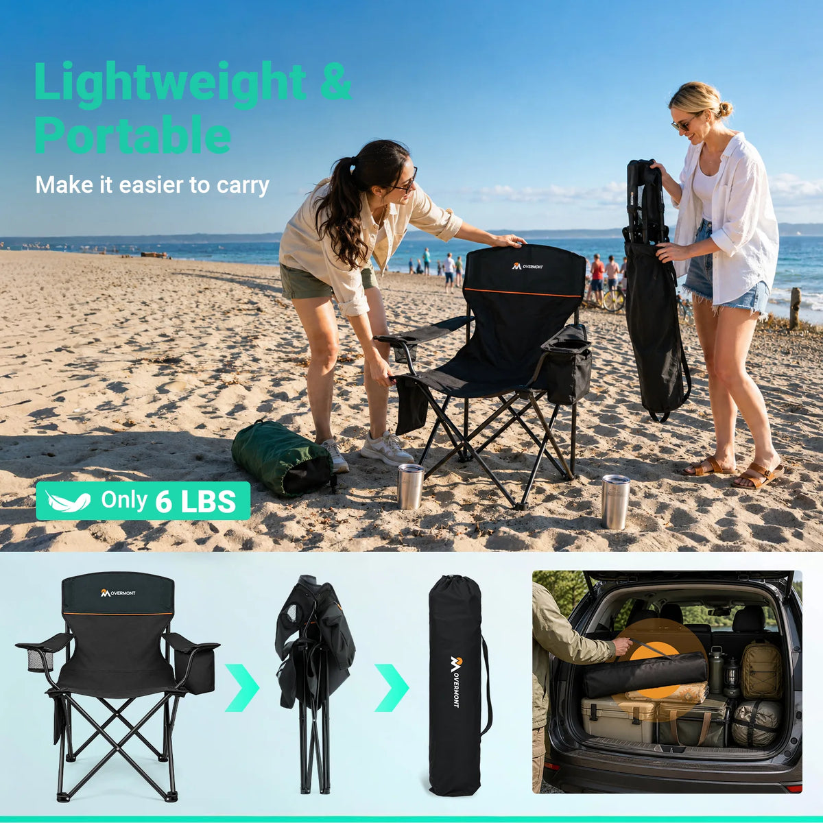 Overmont Lightweight Camping Chair for Adults