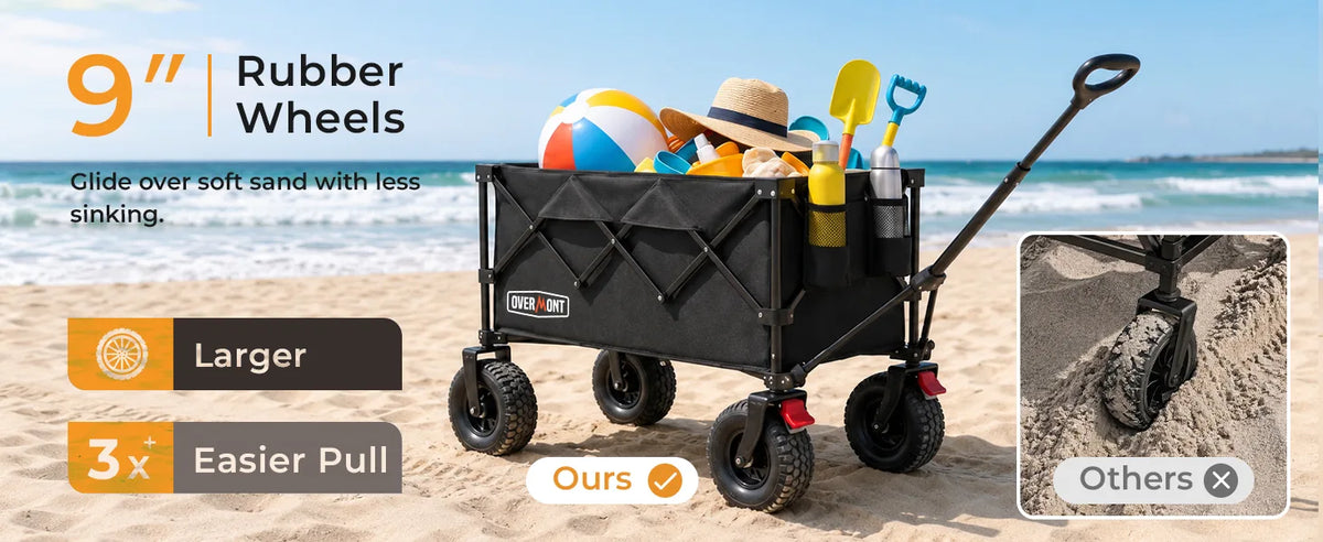 Overmont 200L Beach Wagon with 9" Big Pneumatic Rubber Wheels