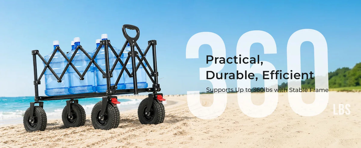 Overmont 200L Beach Wagon with 9" Big Pneumatic Rubber Wheels