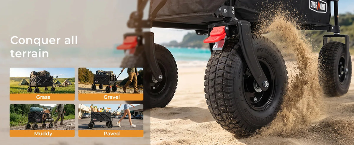 Overmont 200L Beach Wagon with 9" Big Pneumatic Rubber Wheels