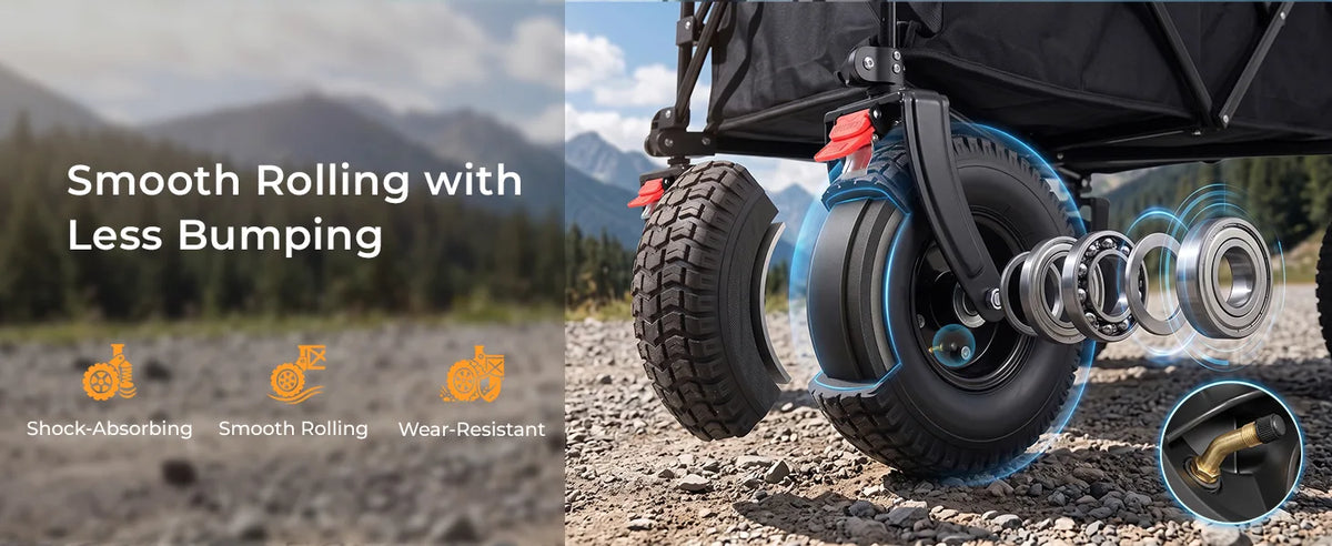 Overmont 200L Beach Wagon with 9" Big Pneumatic Rubber Wheels