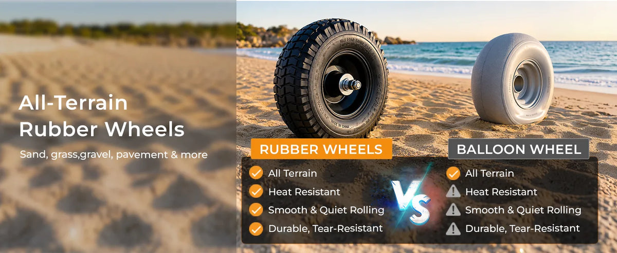 Overmont 200L Beach Wagon with 9" Big Pneumatic Rubber Wheels