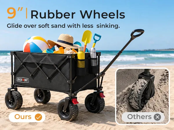 Overmont 200L Beach Wagon with 9" Big Pneumatic Rubber Wheels